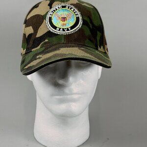 United States Navy Camo Embroidered Adjustable Hat Military Camouflage Wool Blen